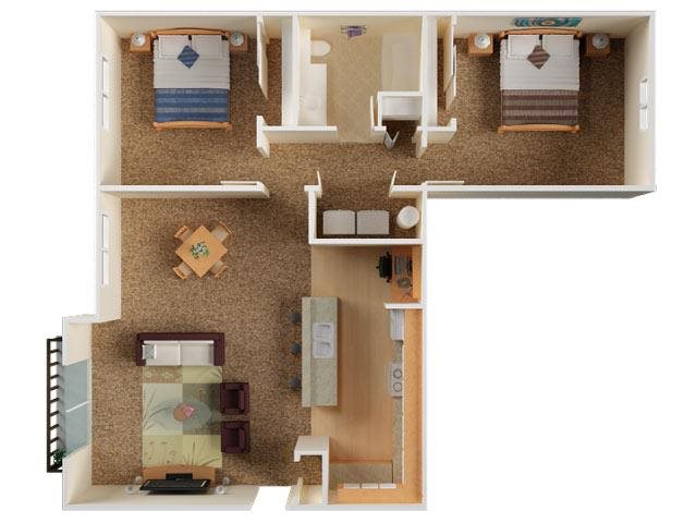 Whimsical Pig Apartments Spokane Valley, Washington 2 Bedroom 1 Bath 3D Floor Plan Whimsical Pig Apartments Spokane Valley, Washington 2 Bedroom 1 Bath 3D Floor Plan